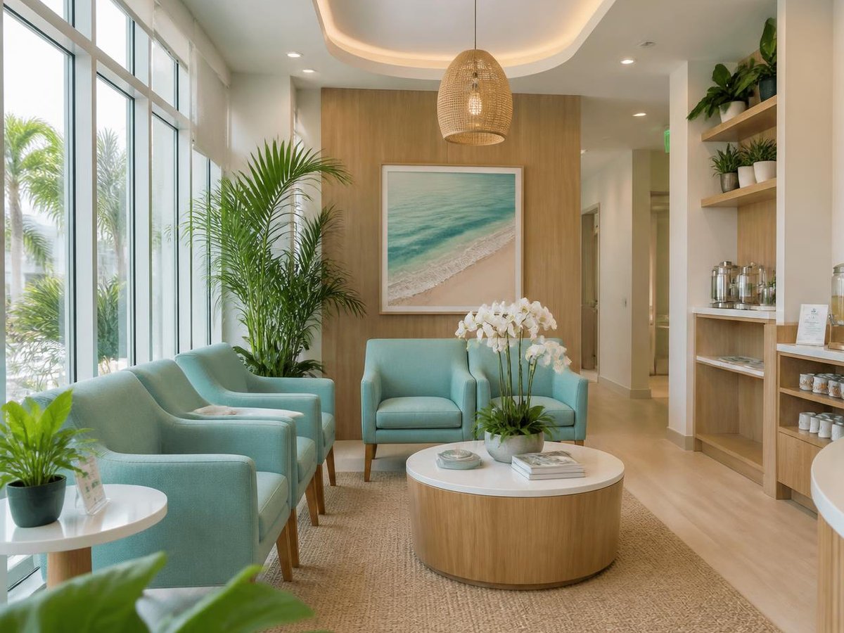 Seagrape Dental Studio waiting room with plants and natural light